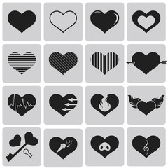 Wall Mural - Vector black hearts icons set1. Vector Illustration eps10