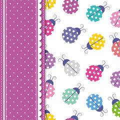 Wall Mural - ladybugs and polka dot greeting card