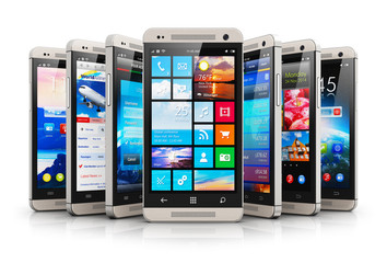 Poster - Collection of modern touchscreen smartphones