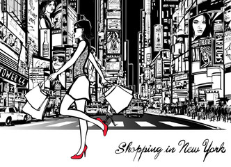 Fototapete - Shopping in Times Square - New York
