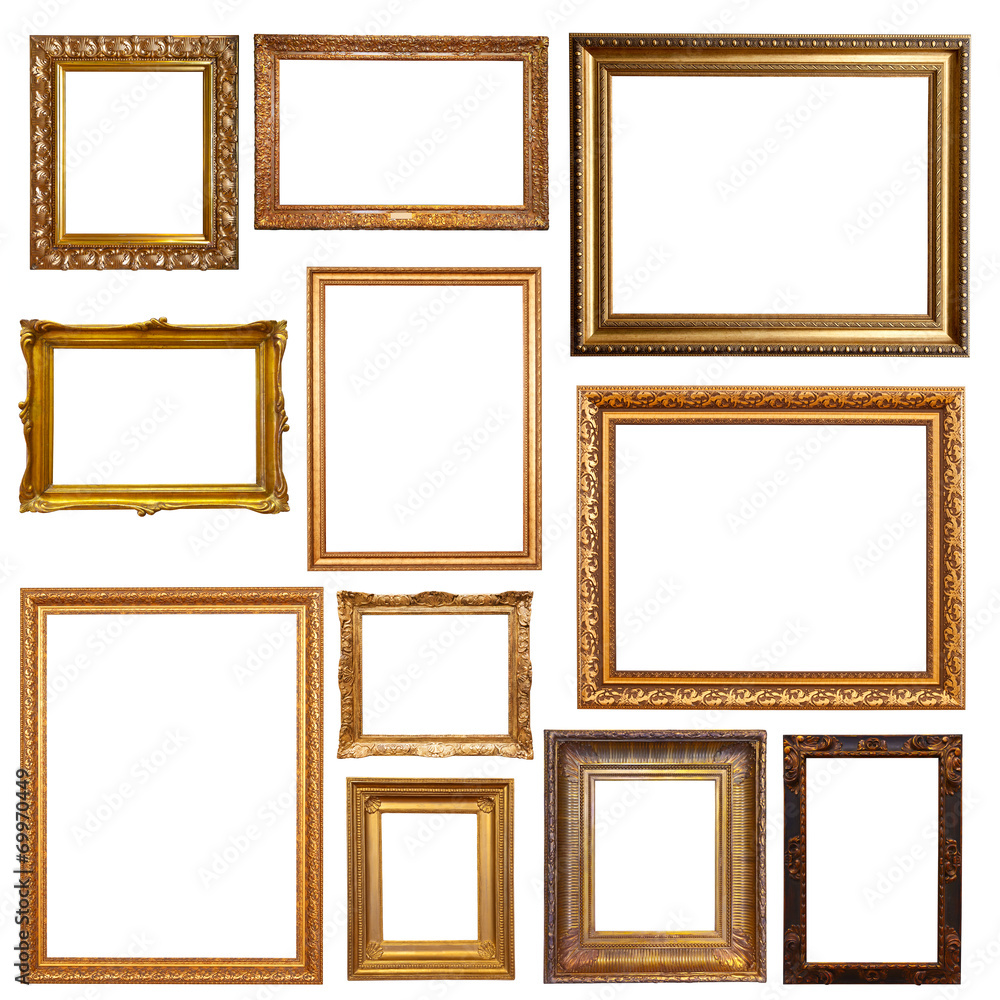 Old gold picture  frames - obrazy, fototapety, plakaty 