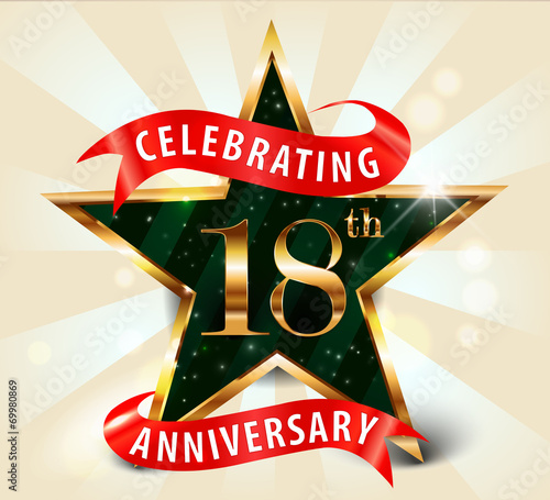 Photographie 18 year anniversary celebration golden star ribbon