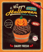 Vintage Halloween Cupcake Poster Design