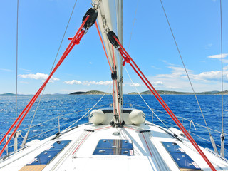 Canvas Print - voyage on yacht in blue Adriatic sea