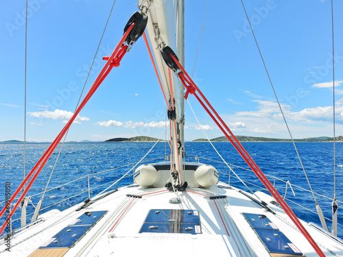 Naklejka dekoracyjna voyage on yacht in blue Adriatic sea