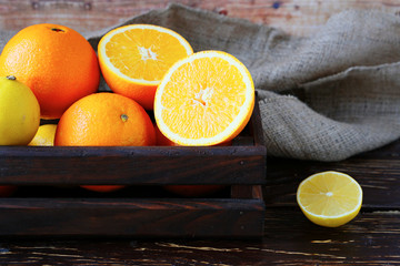 Wall Mural - citrus oranges and lemons in the drawer