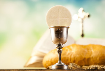 Wall Mural - Holy Communion Bread, Wine 