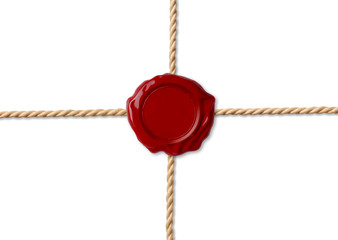 Poster - Red wax seal over crossed ropes isolated