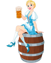 Oktoberfest girl on the keg