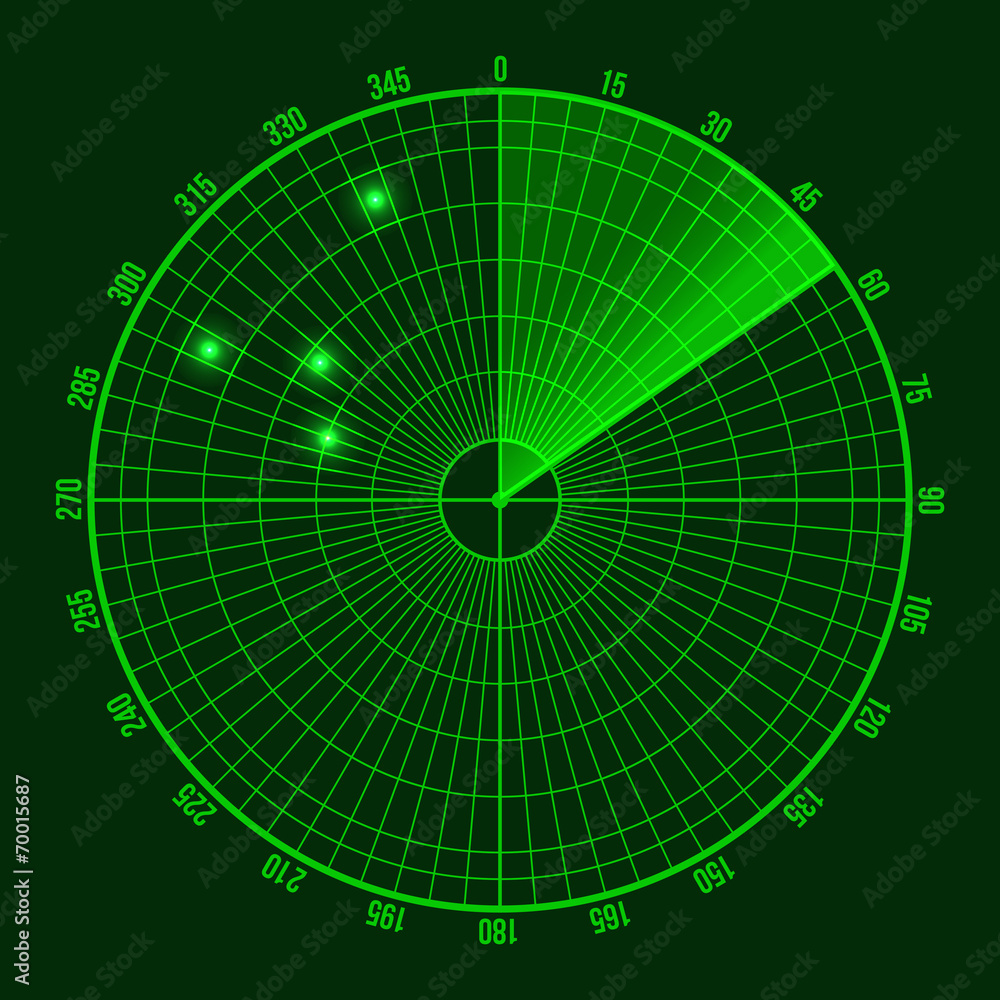 Green Radar Screen. Vector