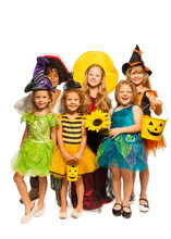 Group Of Kids In Halloween Costumes