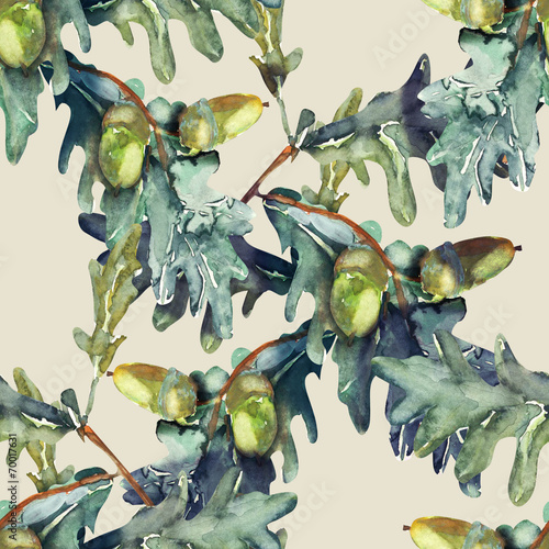 Photographie Quercus robur seamless pattern