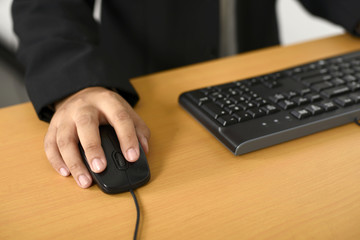 Business man typing with keyboar
