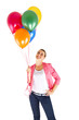 © Wisiel - woman with balloons over white background smiling