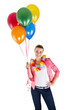 © Wisiel - woman with balloons over white background smiling