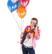 © Wisiel - woman with balloons over white background smiling
