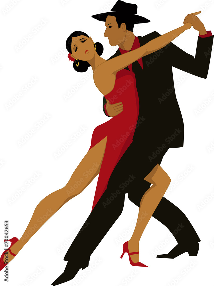 Couple dancing tango - obrazy, fototapety, plakaty 