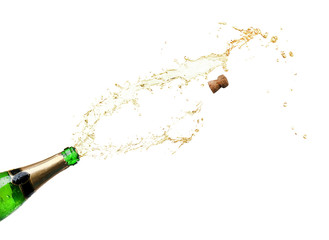 Wall Mural - Champagne splashes isolated on white