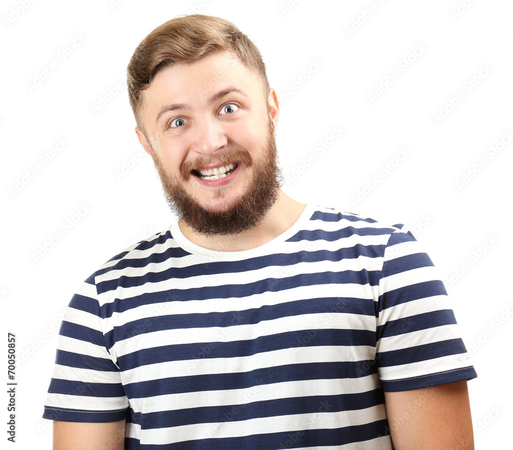 Portrait of handsome man with beard isolated on white