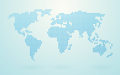 Wall Mural - world map made ​​up of blue shapes