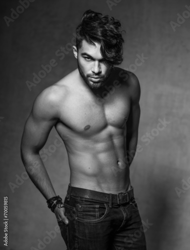 Fototapeta dla dzieci sexy fashion man model top naked posing dramatic