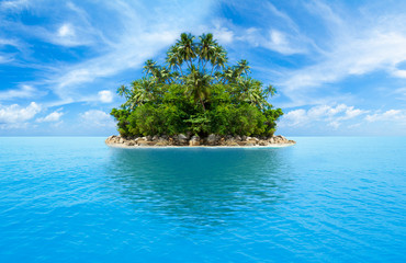 tropical island in ocean
