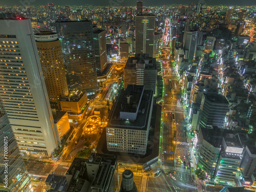 Naklejka samoprzylepna Nocny widok Osaka, Japonia