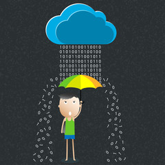 cartoon umbrella, the concept of data protection, vector illustr