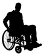 Silhouette Businessman Sitting On Wheelchair