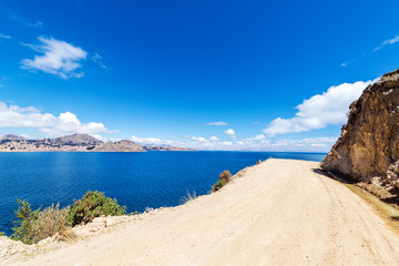 Wall Mural - Dirt Road and Lake Titicaca