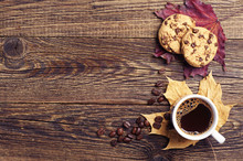 Coffee, Cookies And Autumn Leaves