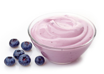 Poster - bowl of pink blueberry yogurt