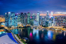 Panorama Of Singapore Skyline Downtown