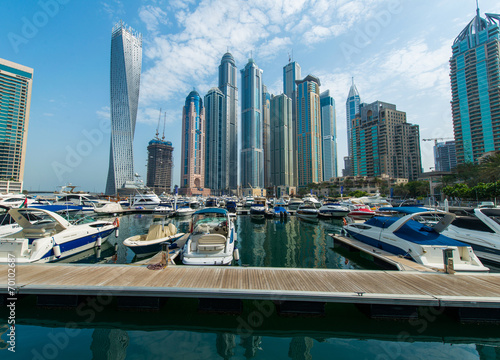 Naklejka - mata magnetyczna na lodówkę Tall Dubai Marina skyscrapers in UAE