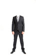 man without head wearing suit on white