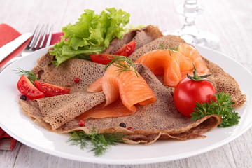 Canvas Print - crepe with salmon and cheese