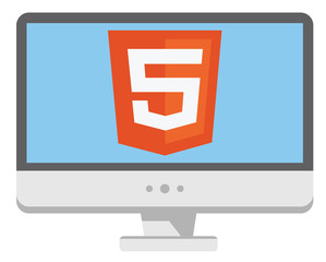 Wall Mural - vector icon of personal computer with html5