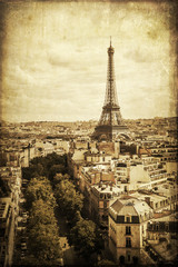 Fototapete - nostalgisch texturiertes Bild von Paris mit Eiffelturm
