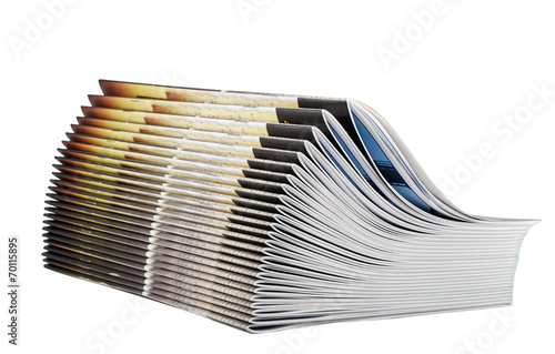 Fotografie, Obraz Pile of magazines isolated on white background