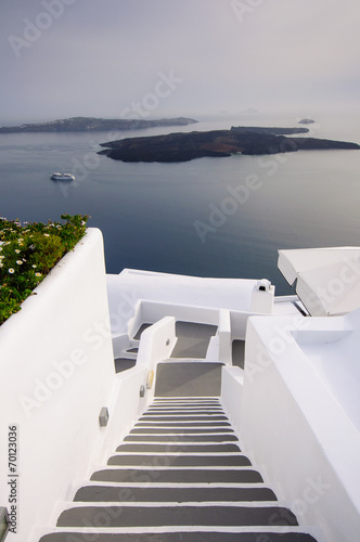 Board z aluminiowym obramowaniem Schody w santorini