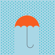 Vector modern umbrella with rain background.