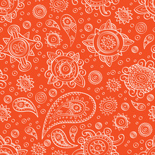 Orange Oriental Seamless Pattern