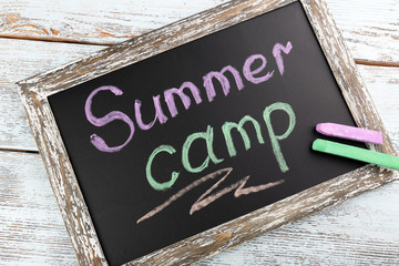 Wall Mural - text summer camp written with chalk