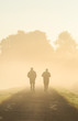 © sanderstock - Two men running in the morning fog.