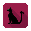 Flat design icon for Halloween. Silhouette of a cat