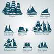 Flat Design Silhouette of Ships
