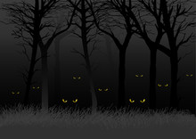 Scary Eyes Staring And Lurking From Dark Woods