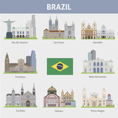 Wall Mural - Brazil. Symbols of cities