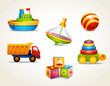 Toys icons set