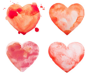 Wall Mural - hand draw watercolor aquarelle art paint love red heart with